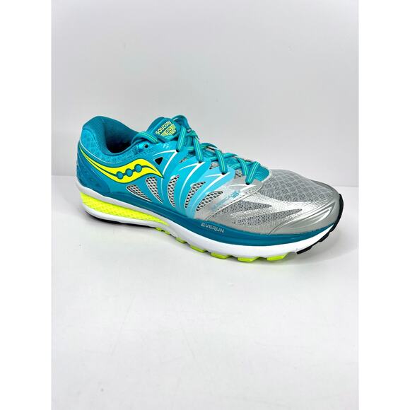 Saucony Size 10 Hurricane ISO 2 Womens Athletic Running Shoes BLUE/SILVER/CITRON - Picture 11 of 16